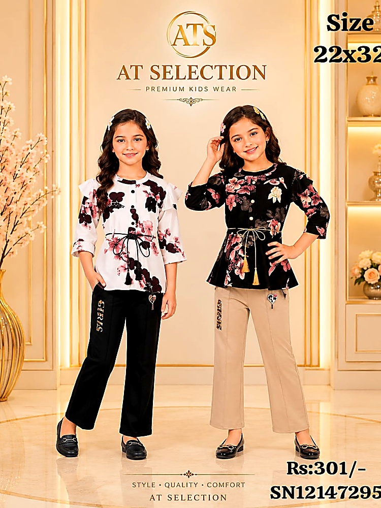 Design SN12147295 Floral Peplum Top and Straight Pants